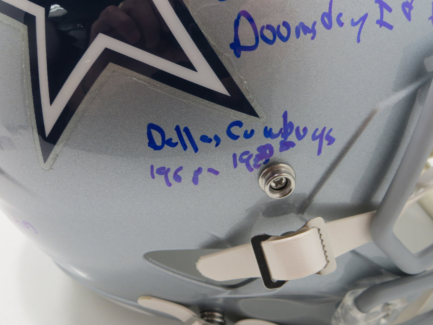 LARRY COLE SIGNED DALLAS COWBOYS RIDDELL F/S HELMET FULL STATS JSA COA