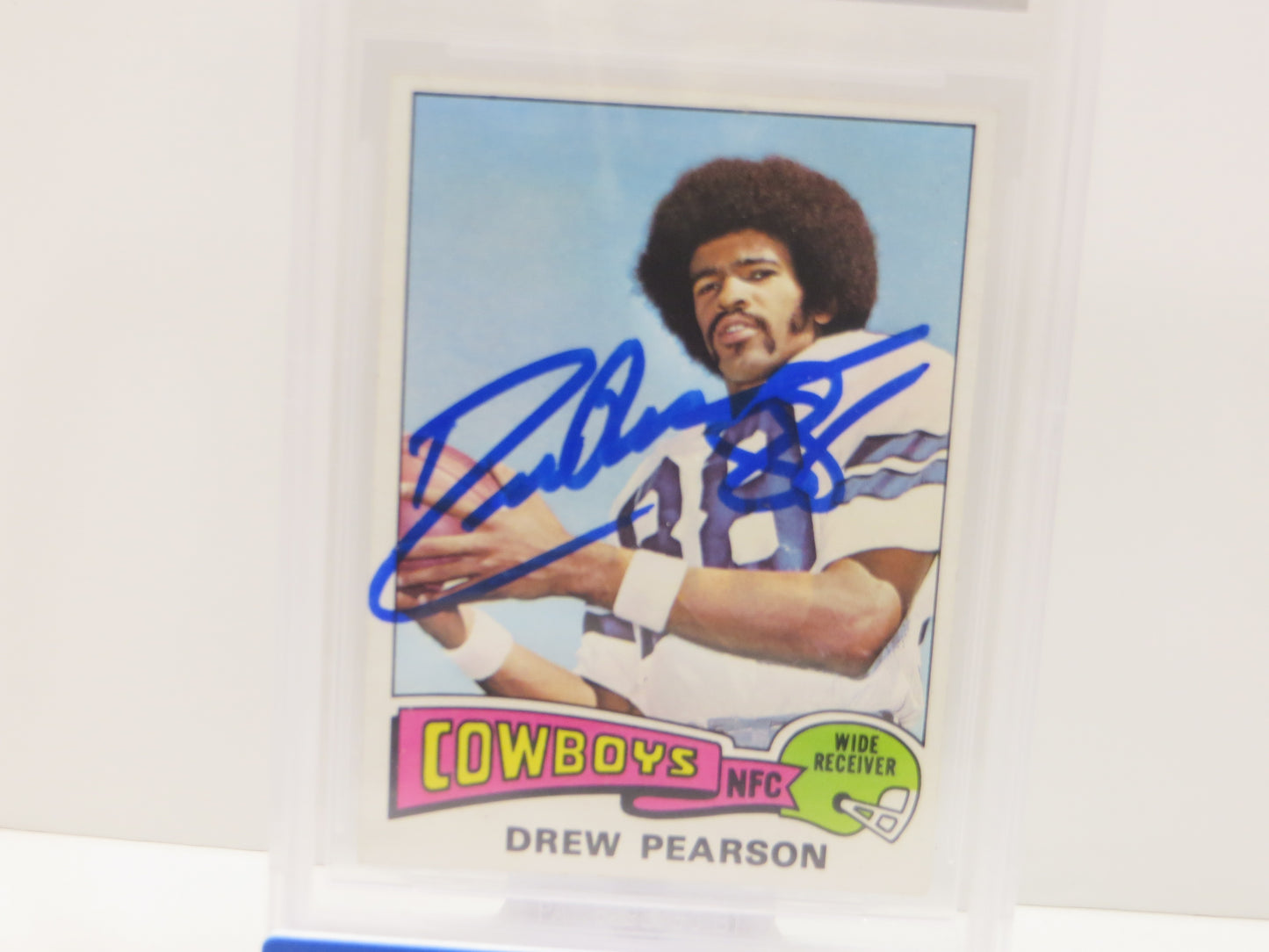 DREW PEARSON SIGNED 1975 TOPPS #65 DALLAS COWBOYS BGS BAS SLAB
