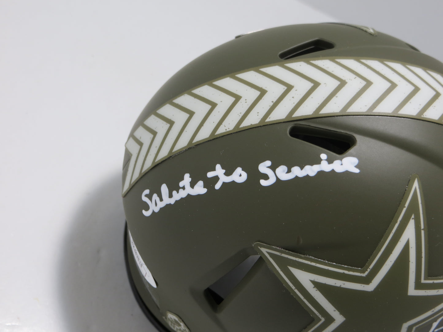 BOB LILLY SIGNED DALLAS COWBOYS MINI Salute to Service HELMET w/INSCs JSA
