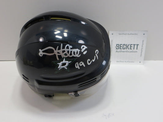 DERIAN HATCHER  DALLAS STARS SIGNED MINI HOCKEY HELMET w/99 CUP BAS COA