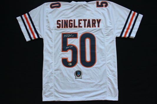 MIKE SINGLETARY CHICAGO BEARS SIGNED WHITE JERSEY w/HOF 98 Baylor Bears BAS