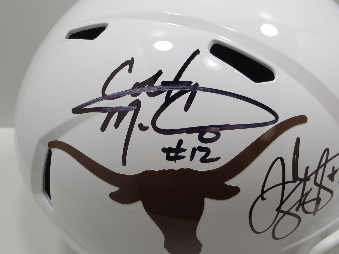 COLT McCOY JORDAN SHIPLEY SIGNED TEXAS LONGHORNS FULL SIZE HELMET BAS