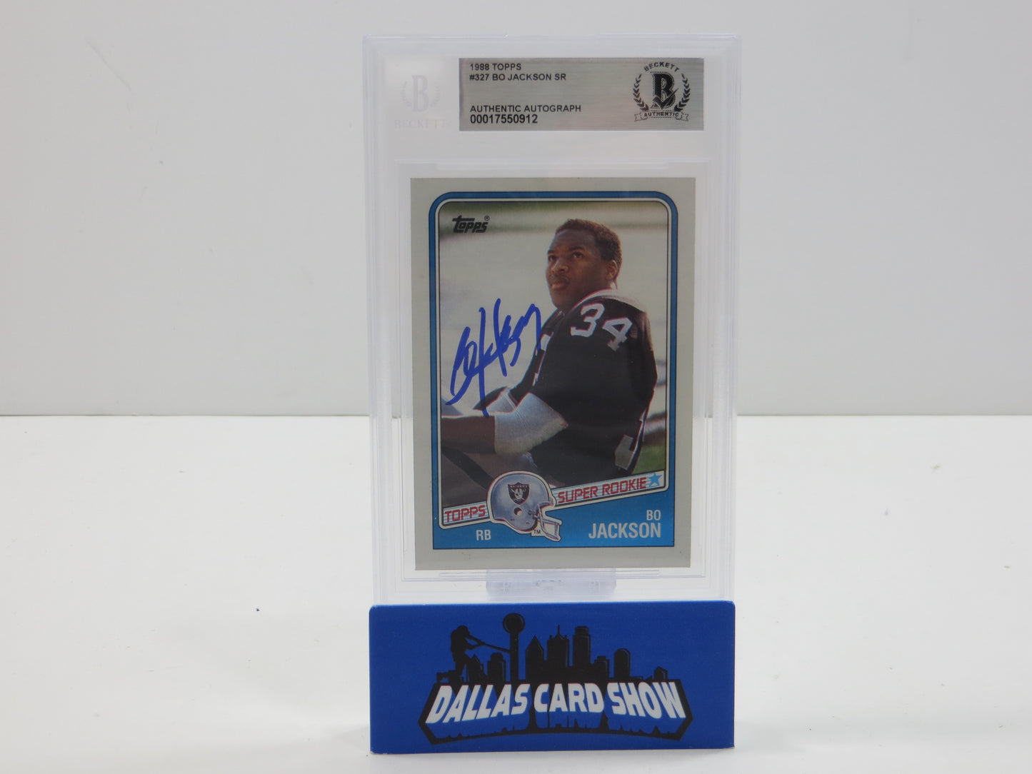 BO JACKSON SIGNED 1988 TOPPS #327 RAIDERS AUBURN ROYALS BGS BAS SLAB