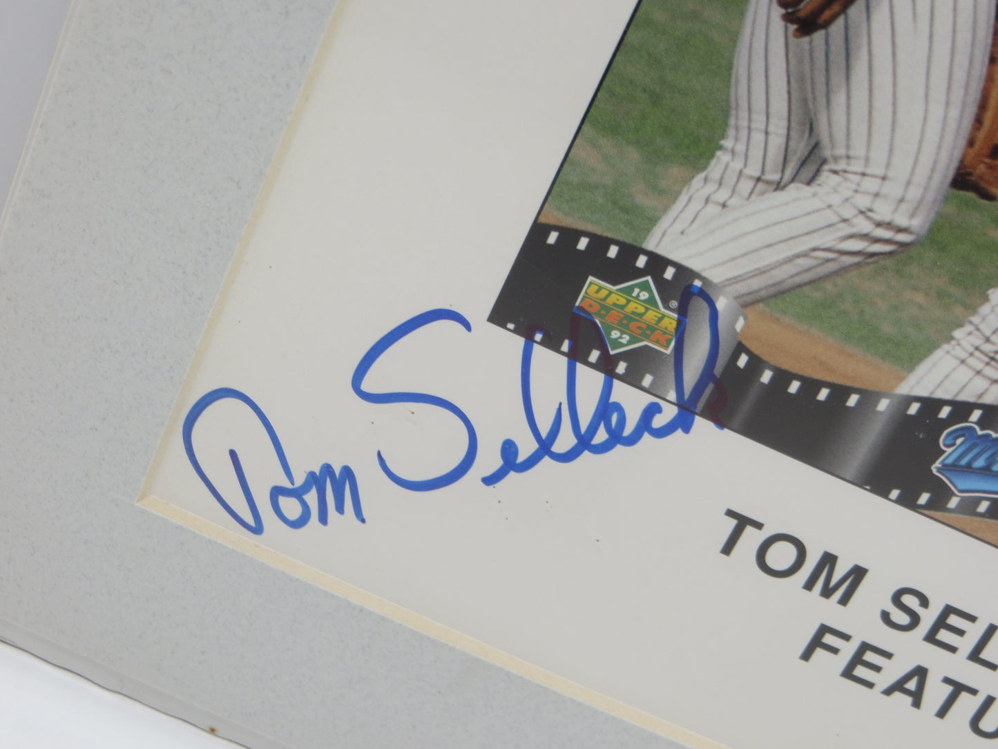 TOM SELLECK SIGNED Mr. Baseball UPPER DECK PROMO SHEET PHOTO w/ Frank Thomas