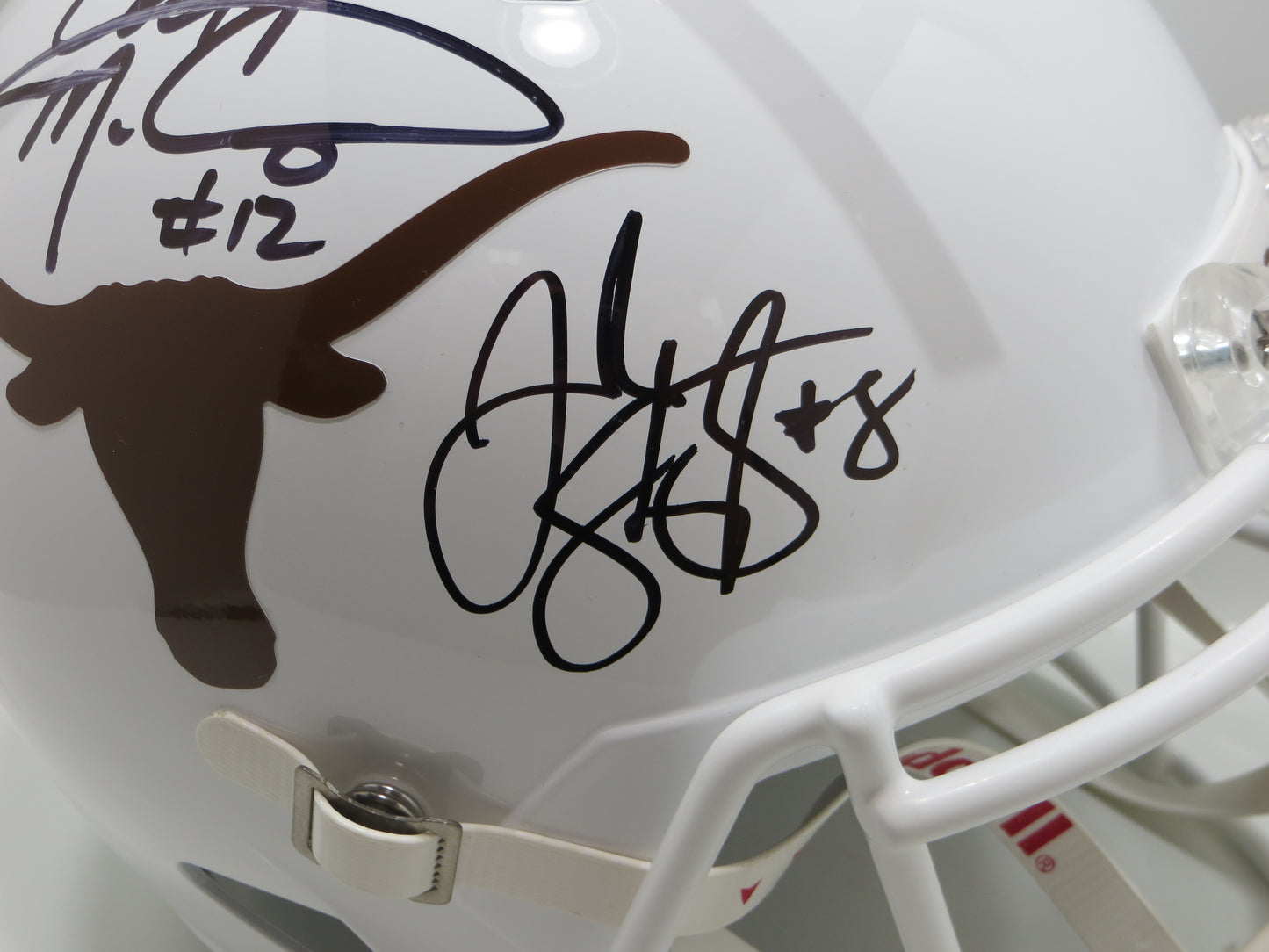 COLT McCOY JORDAN SHIPLEY SIGNED TEXAS LONGHORNS FULL SIZE HELMET BAS