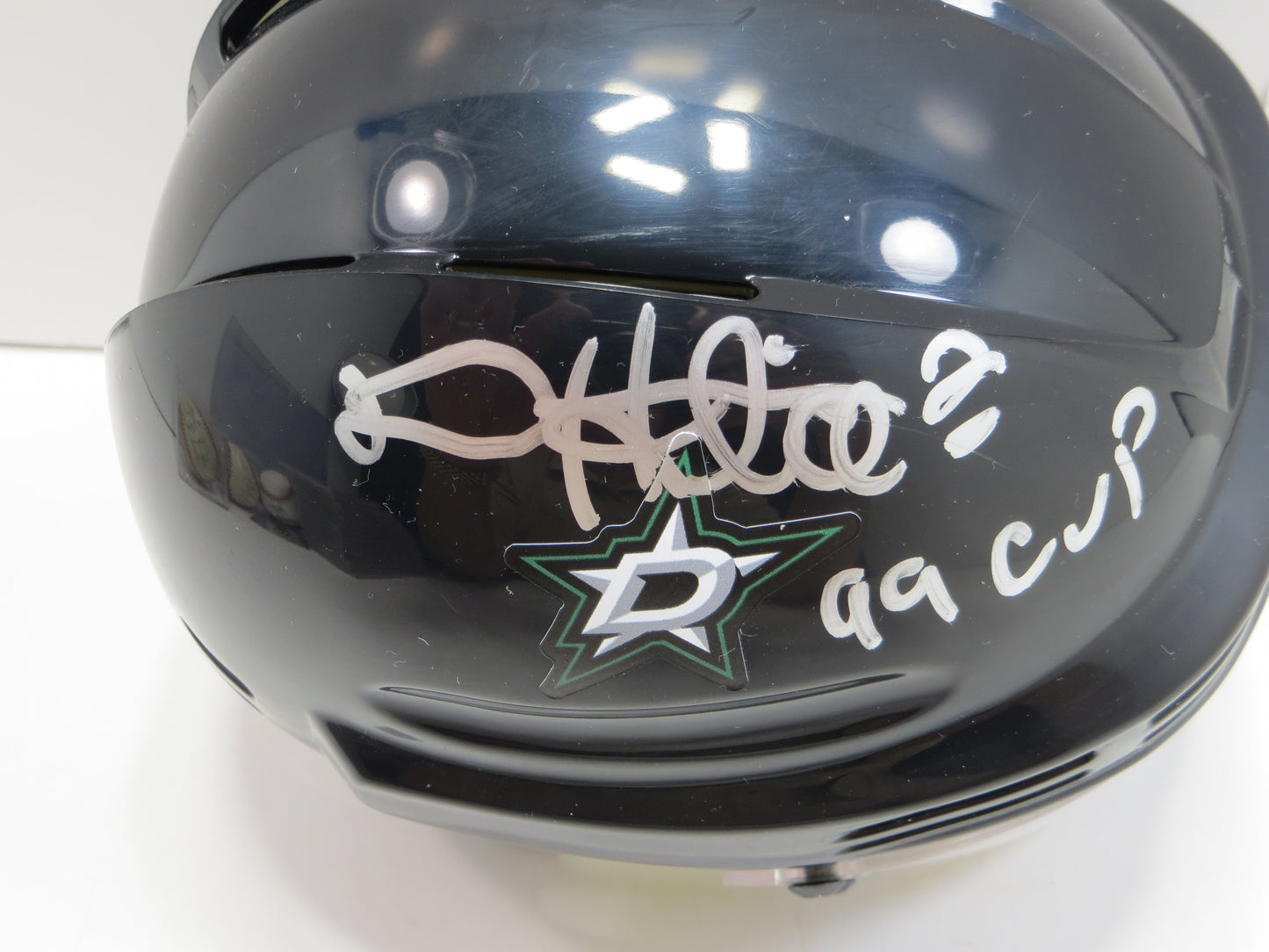 DERIAN HATCHER  DALLAS STARS SIGNED MINI HOCKEY HELMET w/99 CUP BAS COA