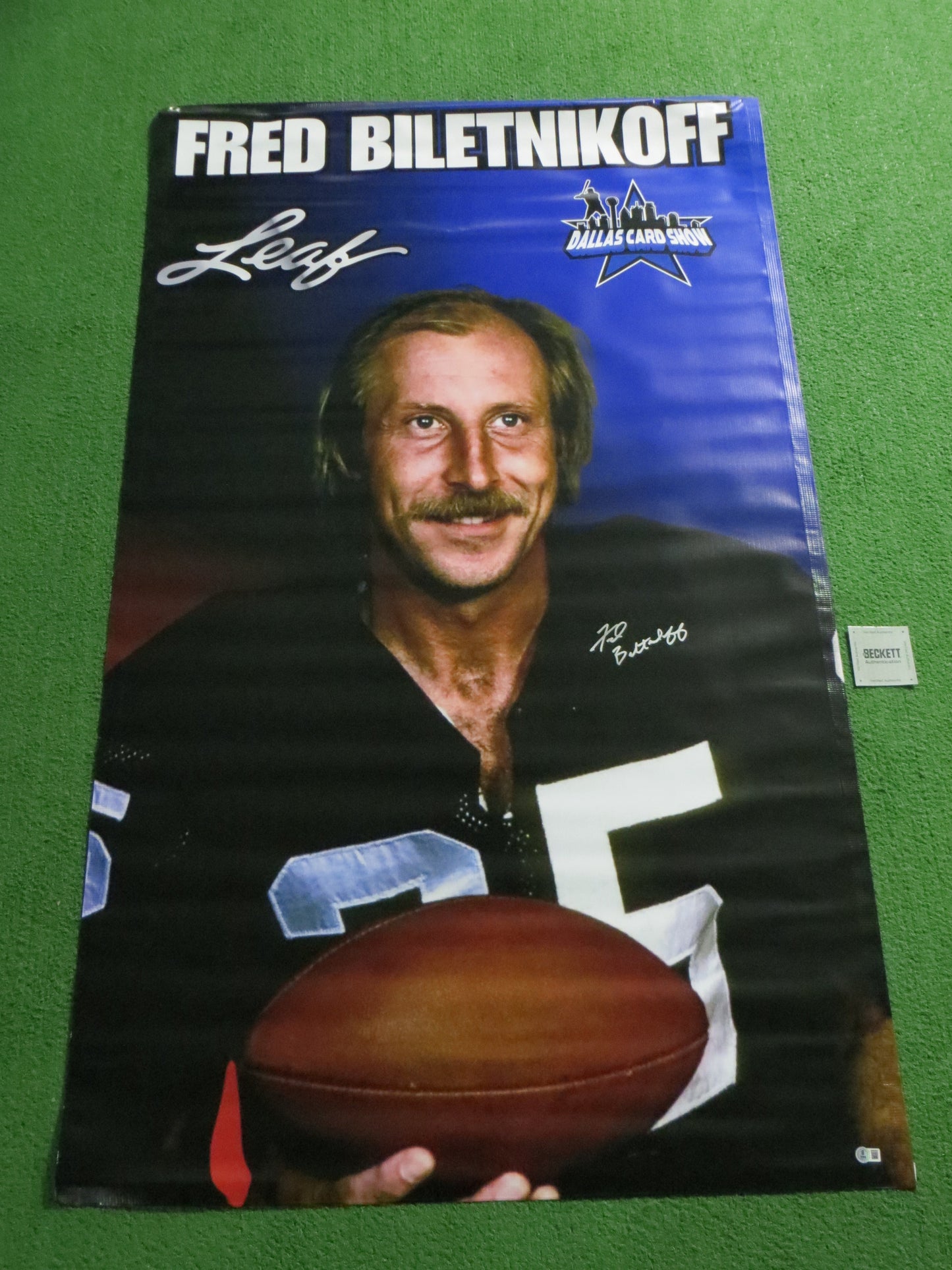FRED BILETNIKOFF SIGNED Oakland Raiders Dallas Card Show 36x60 VINYL BANNER