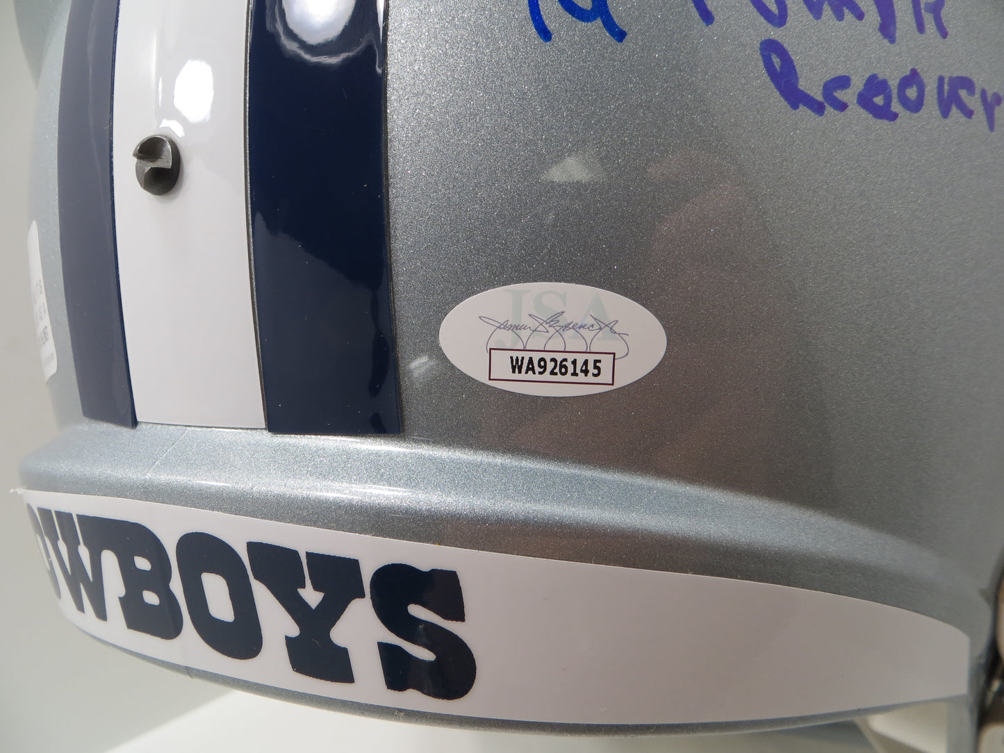 LARRY COLE SIGNED DALLAS COWBOYS RIDDELL F/S HELMET FULL STATS JSA COA