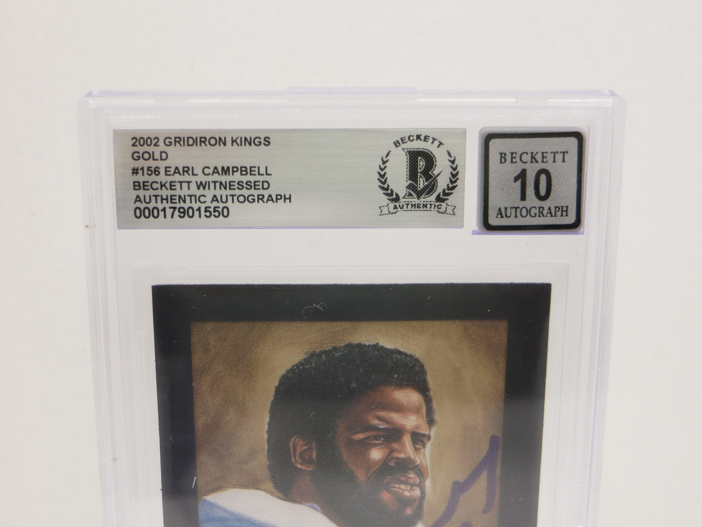 2002 GRIDIRON KINGS GOLD #156 EARL CAMPBELL BGS 10 AUTO