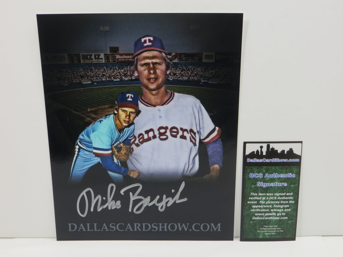 MIKE BACSIK SR. SIGNED 8x10 TEXAS RANGERS CUSTOM EDIT PHOTO "Picture Day" DCS