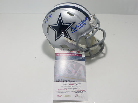 BOB LILLY SIGNED DALLAS COWBOYS RIDDELL MINI HELMET w/3 INSCs JSA COA