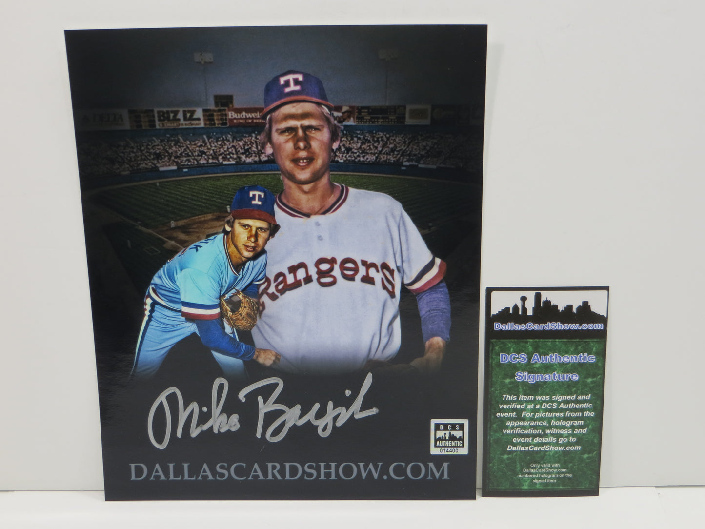 MIKE BACSIK SR. SIGNED 8x10 TEXAS RANGERS CUSTOM EDIT PHOTO "Picture Day" DCS