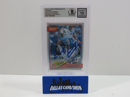 2012 CLASSICS PREMIUM EDITION RED BACK #192 EARL CAMPBELL BGS 10 AUTO