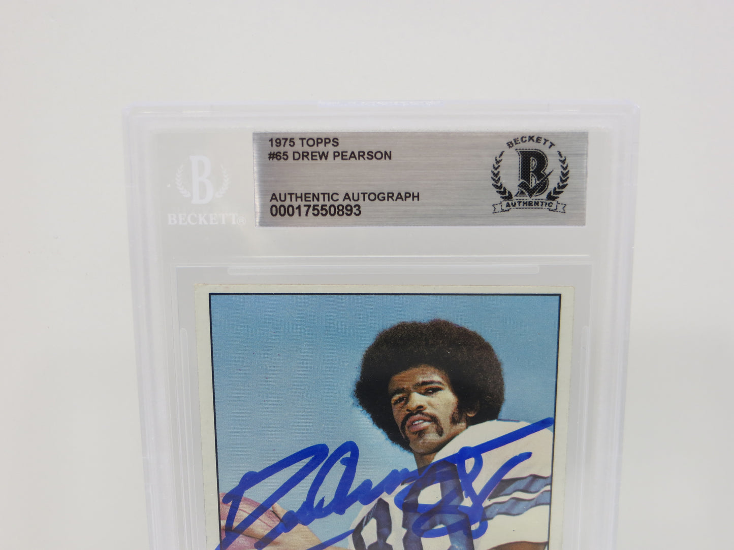 DREW PEARSON SIGNED 1975 TOPPS #65 DALLAS COWBOYS BGS BAS SLAB