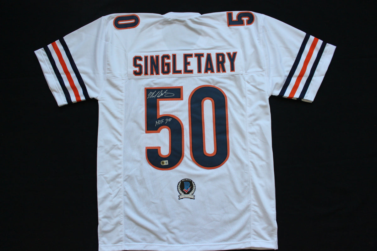 MIKE SINGLETARY CHICAGO BEARS SIGNED WHITE JERSEY w/HOF 98 Baylor Bears BAS