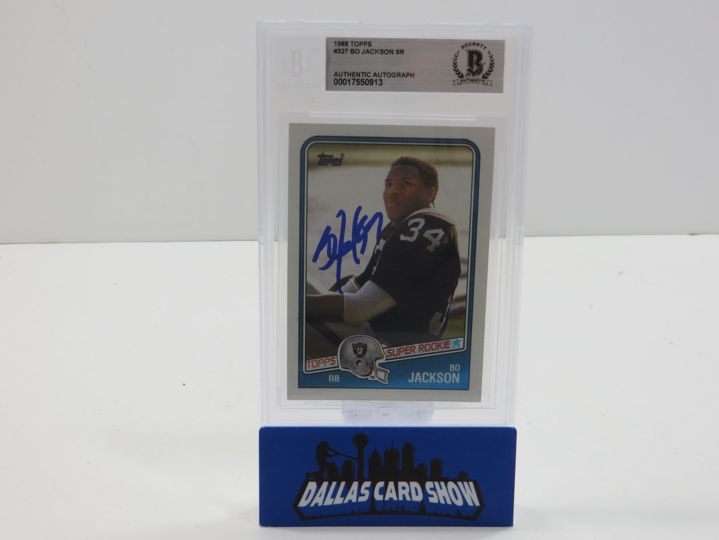 BO JACKSON SIGNED 1988 TOPPS #327 RAIDERS AUBURN ROYALS BGS BAS SLAB