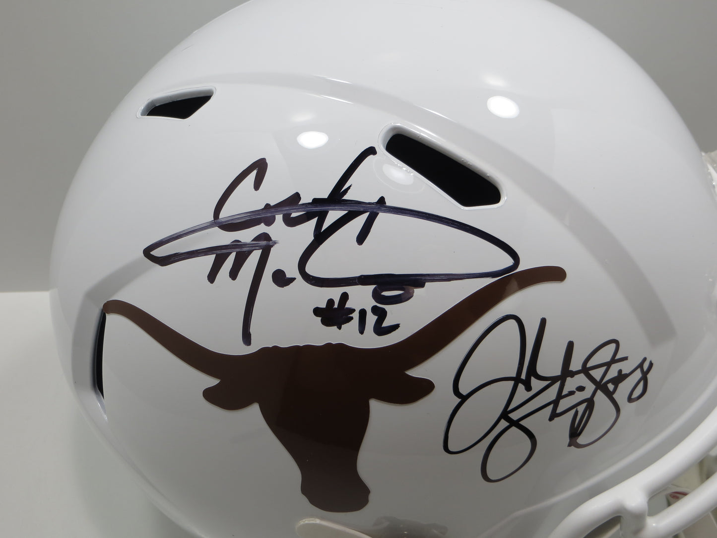 COLT McCOY JORDAN SHIPLEY SIGNED TEXAS LONGHORNS FULL SIZE HELMET BAS