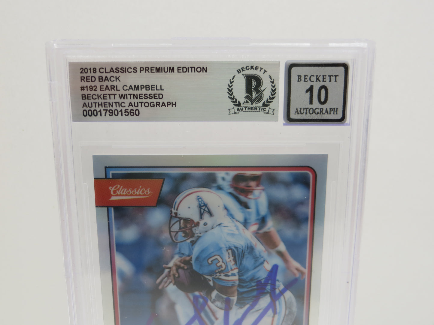 2012 CLASSICS PREMIUM EDITION RED BACK #192 EARL CAMPBELL BGS 10 AUTO
