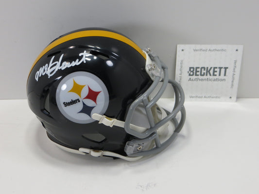 MEL BLOUNT SIGNED PITTSBURGH STEELERS RIDDELL MINI HELMET White Paint Pen BAS