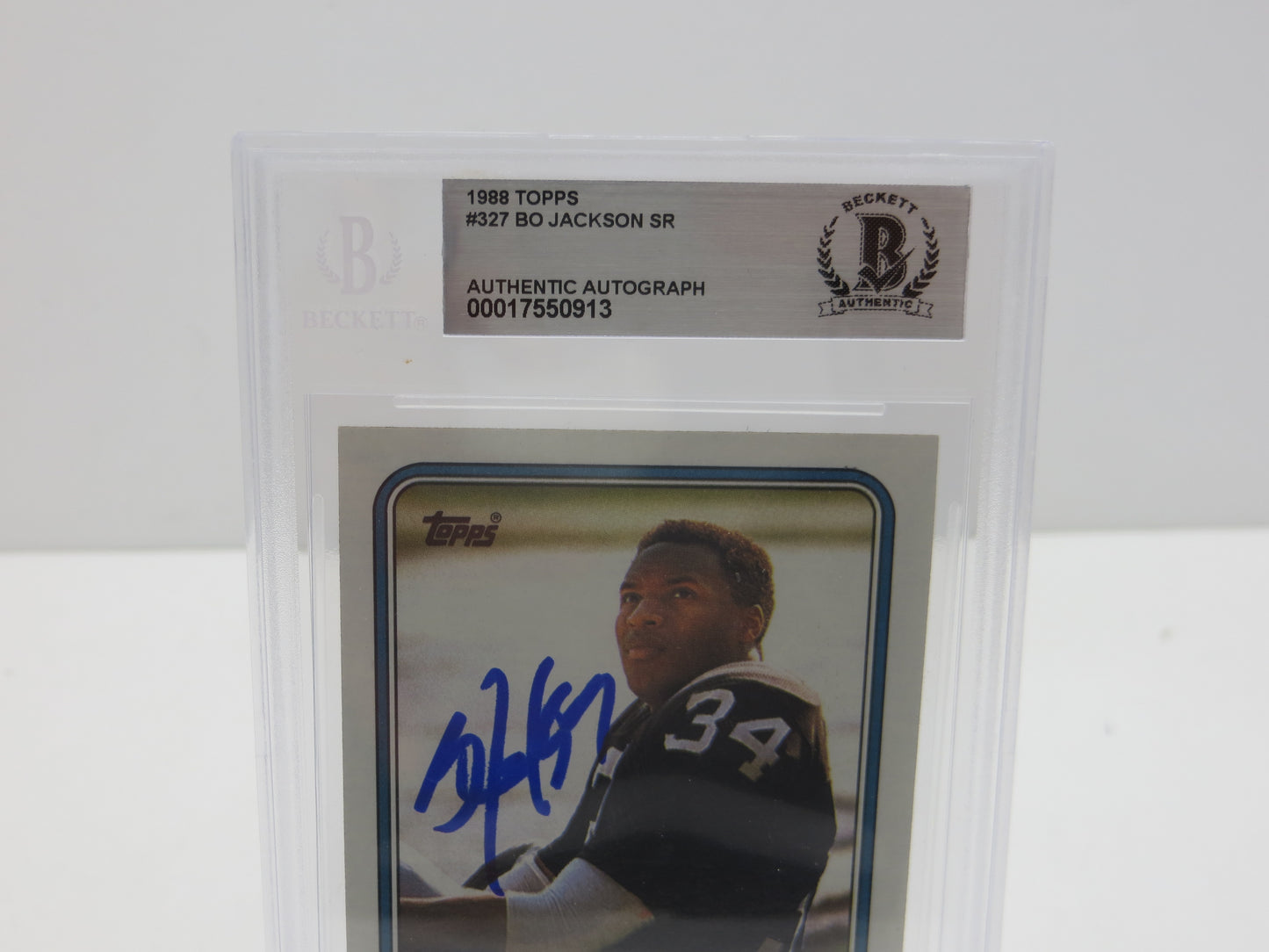 BO JACKSON SIGNED 1988 TOPPS #327 RAIDERS AUBURN ROYALS BGS BAS SLAB