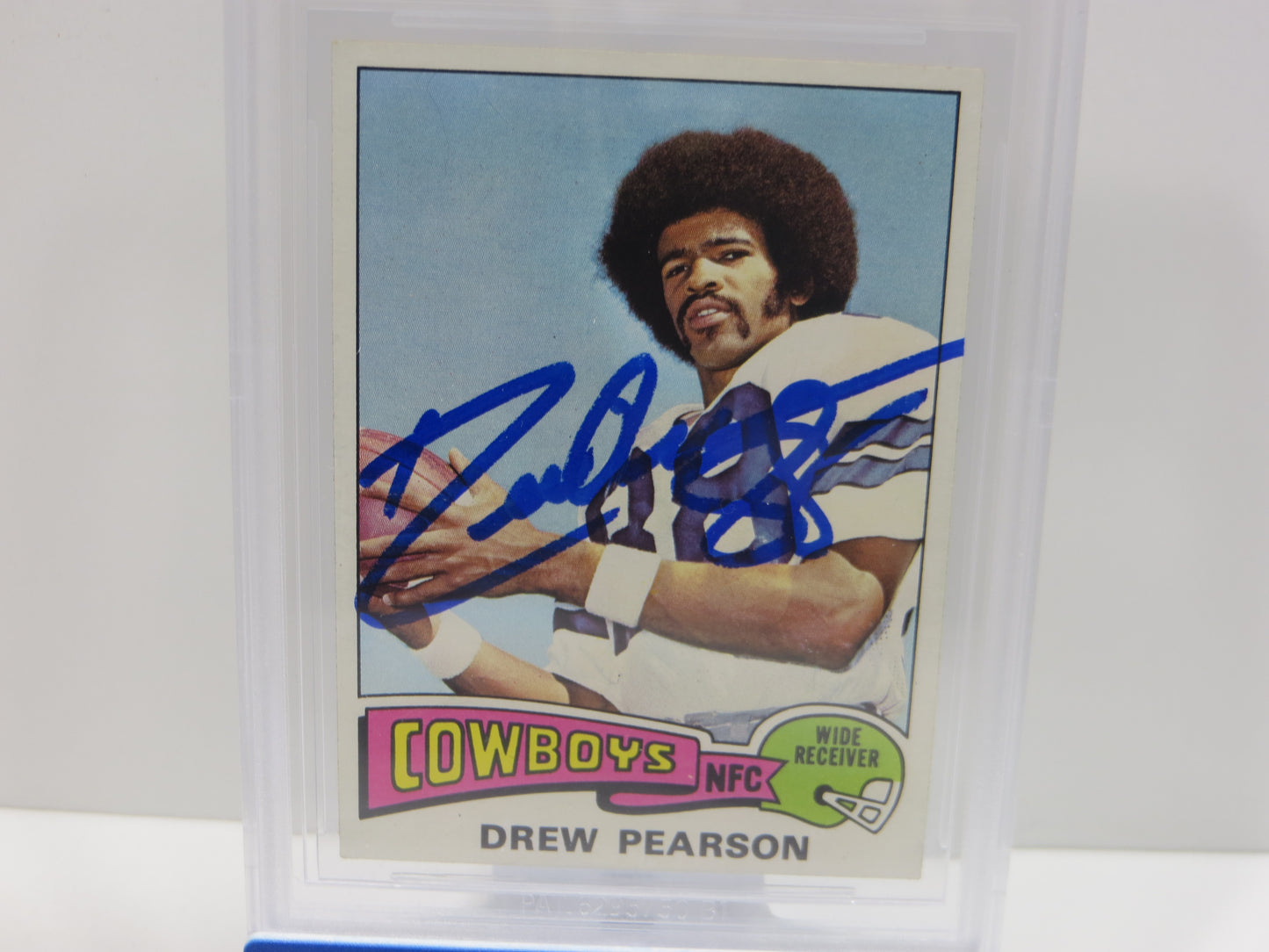 DREW PEARSON SIGNED 1975 TOPPS #65 DALLAS COWBOYS BGS BAS SLAB
