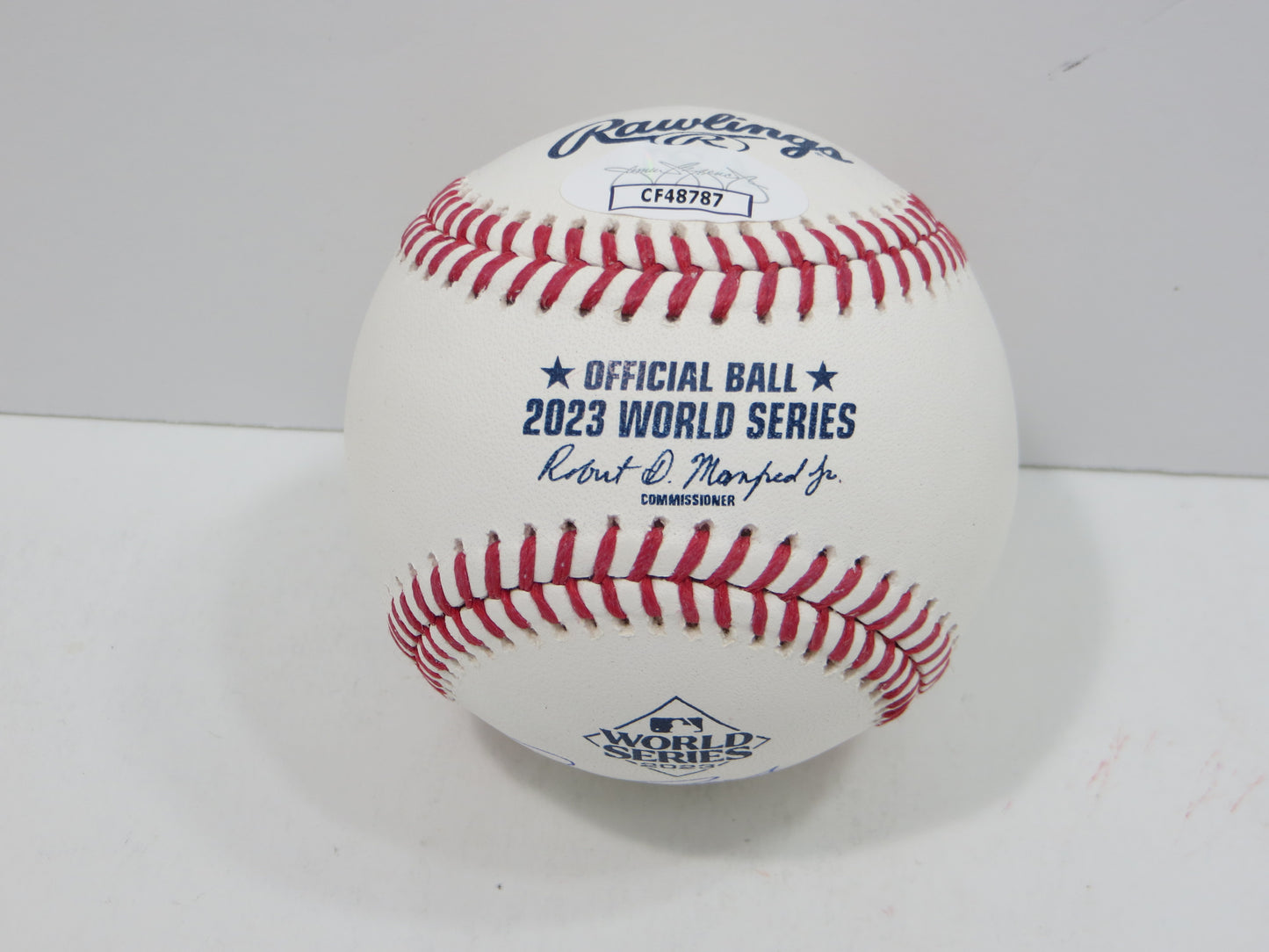 BRUCE BOCHY SIGNED Rawlings 2023 World Series BASEBALL w/INSC Texas Rangers JSA