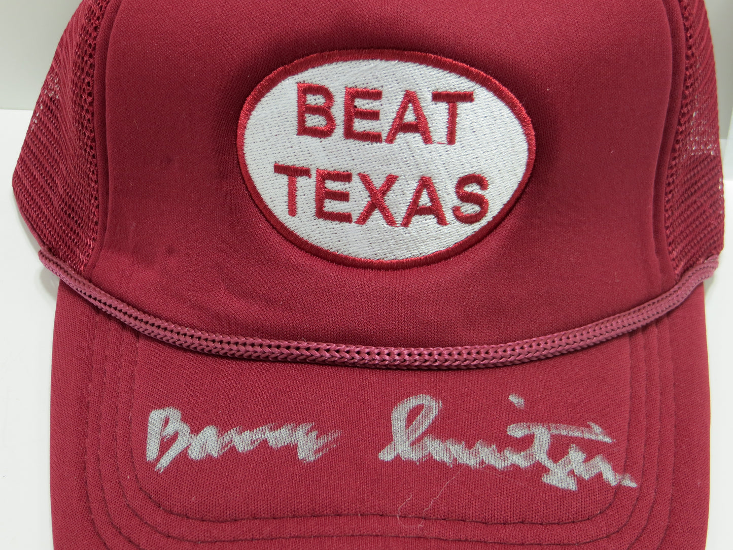 BARRY SWITZER OKLAHOMA OU SOONERS SIGNED BEAT TEXAS HAT Cowboys BAS