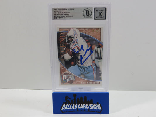 2009 UPPER DECK HEROES ORANGE #274 EARL CAMPBELL BGS 10 AUTO