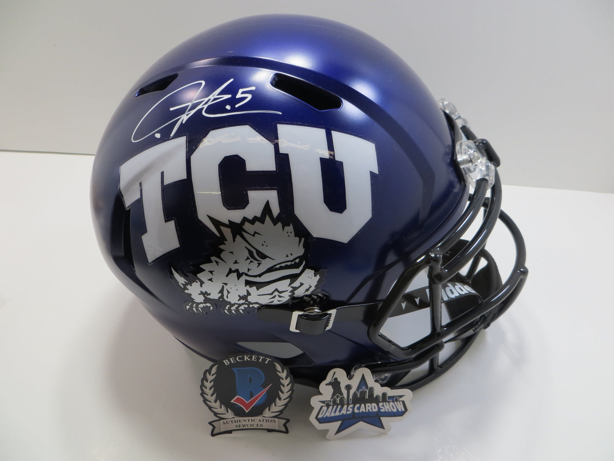 LaDAINIAN TOMLINSON TCU HORNED FROGS SIGNED Purple HELMET Chargers BAS