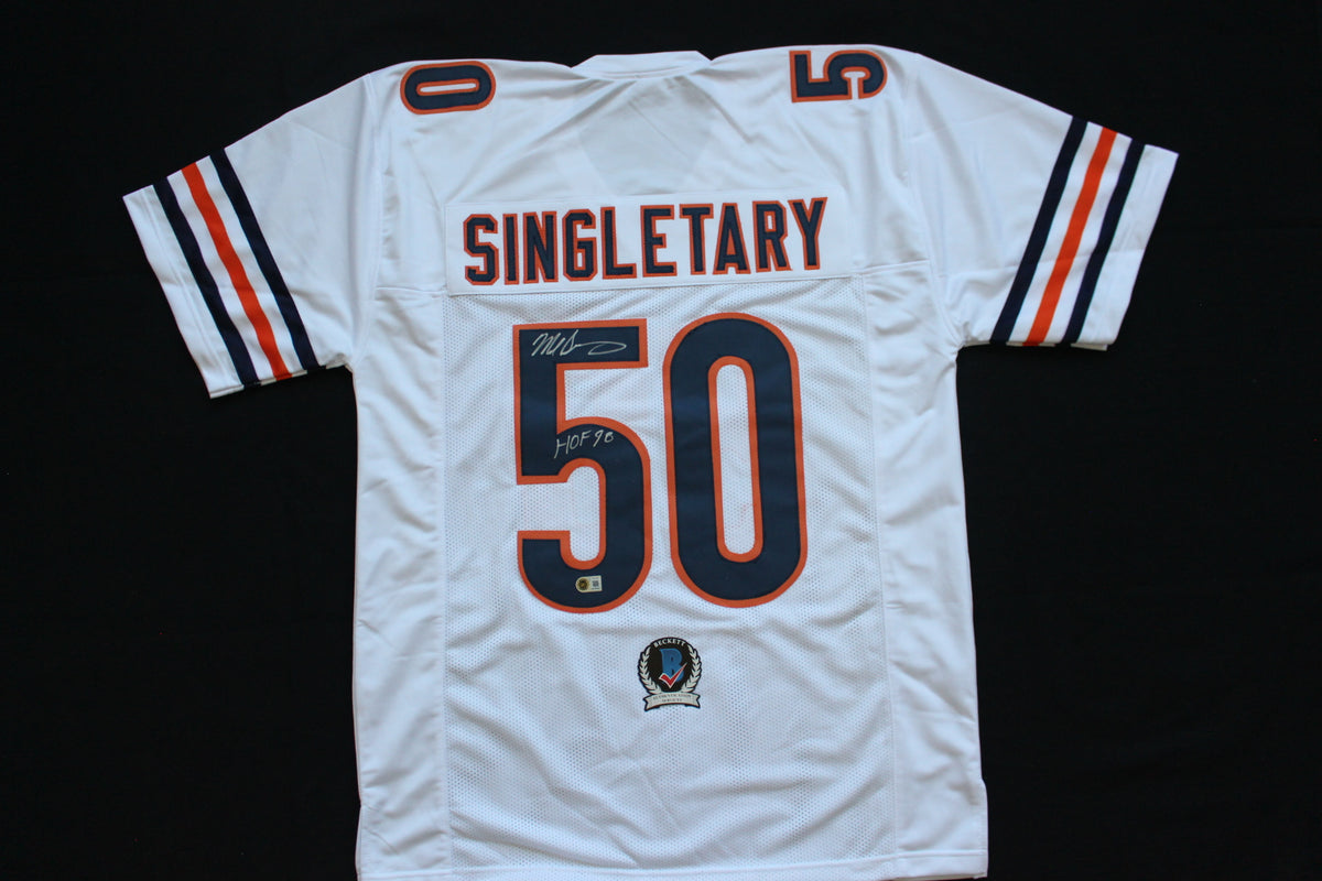 MIKE SINGLETARY CHICAGO BEARS SIGNED WHITE JERSEY w/HOF 98 Baylor Bears BAS