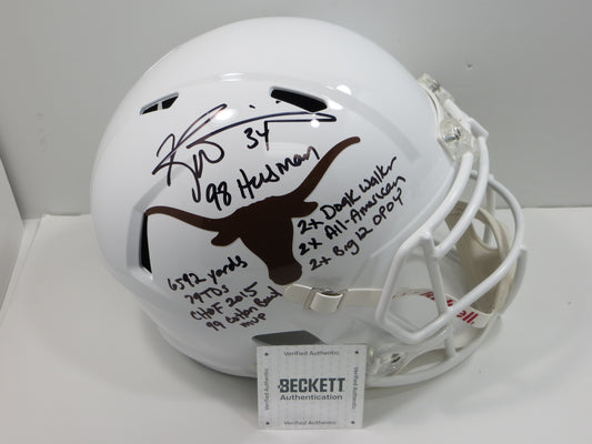 RICKY WILLIAMS TEXAS UT LONGHORNS SIGNED STATS Fullsize HELMET LONGHORNS BAS