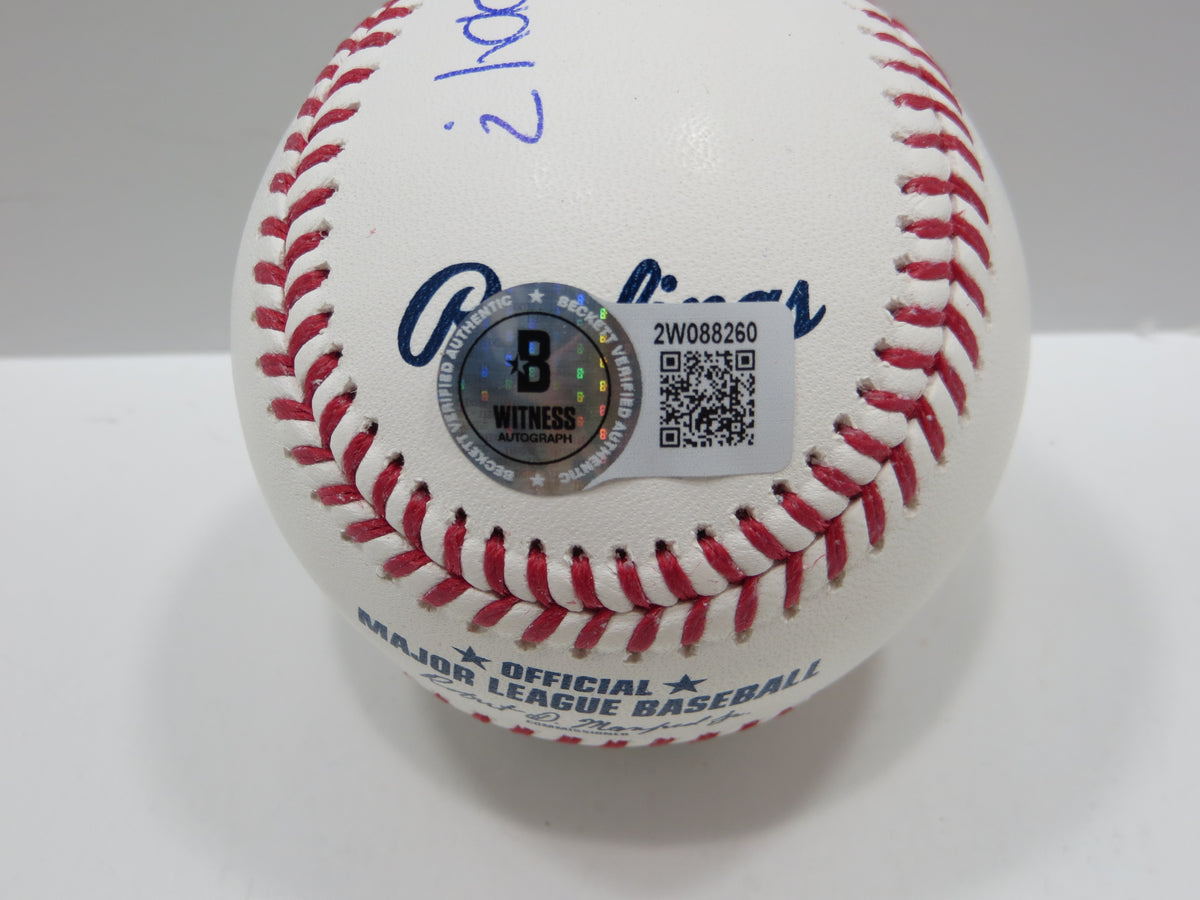 PAT PATRICK MAHOMES SR SIGNED OML BASEBALL Twins Cubs Mets Rangers w/INSC BAS