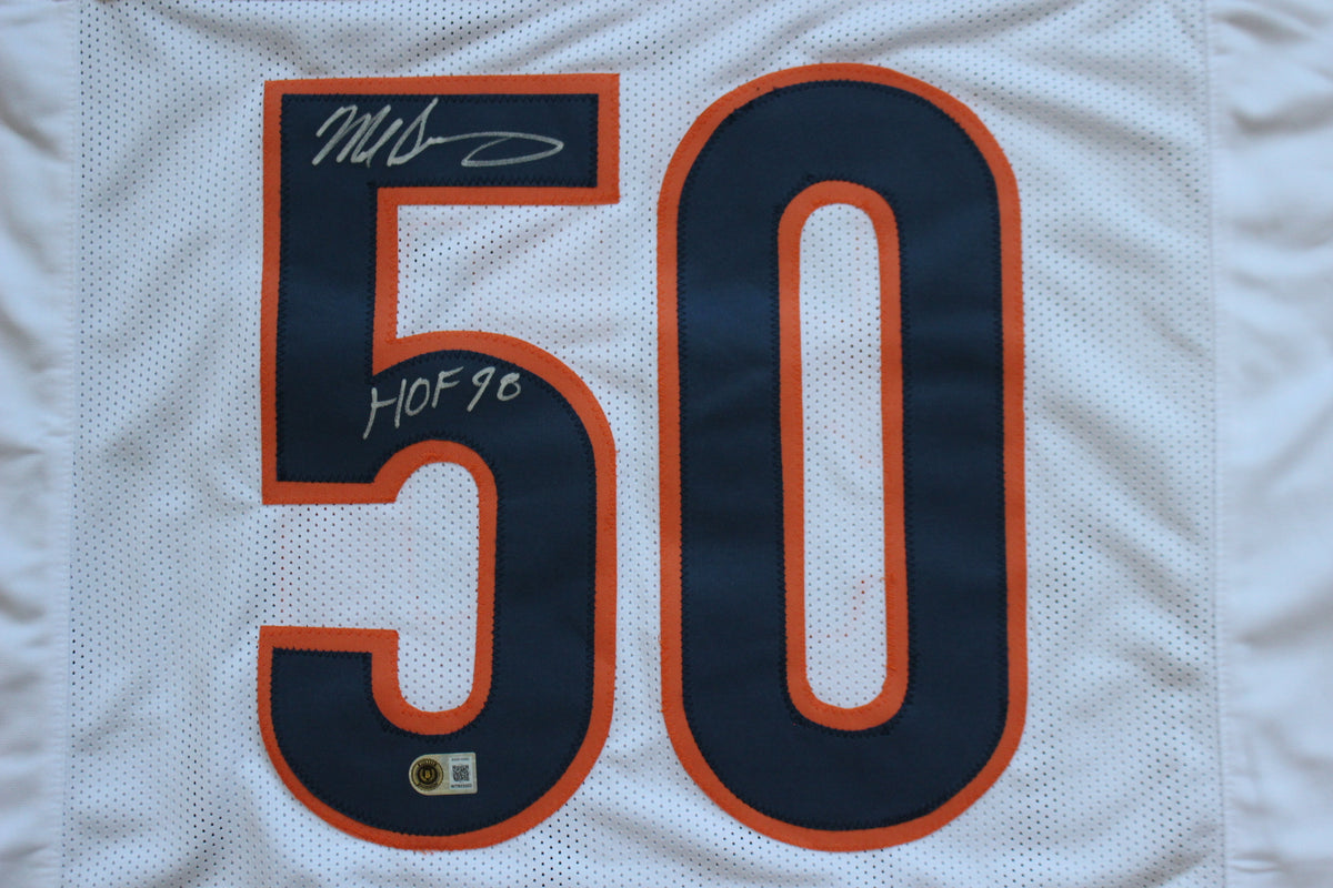 MIKE SINGLETARY CHICAGO BEARS SIGNED WHITE JERSEY w/HOF 98 Baylor Bears BAS
