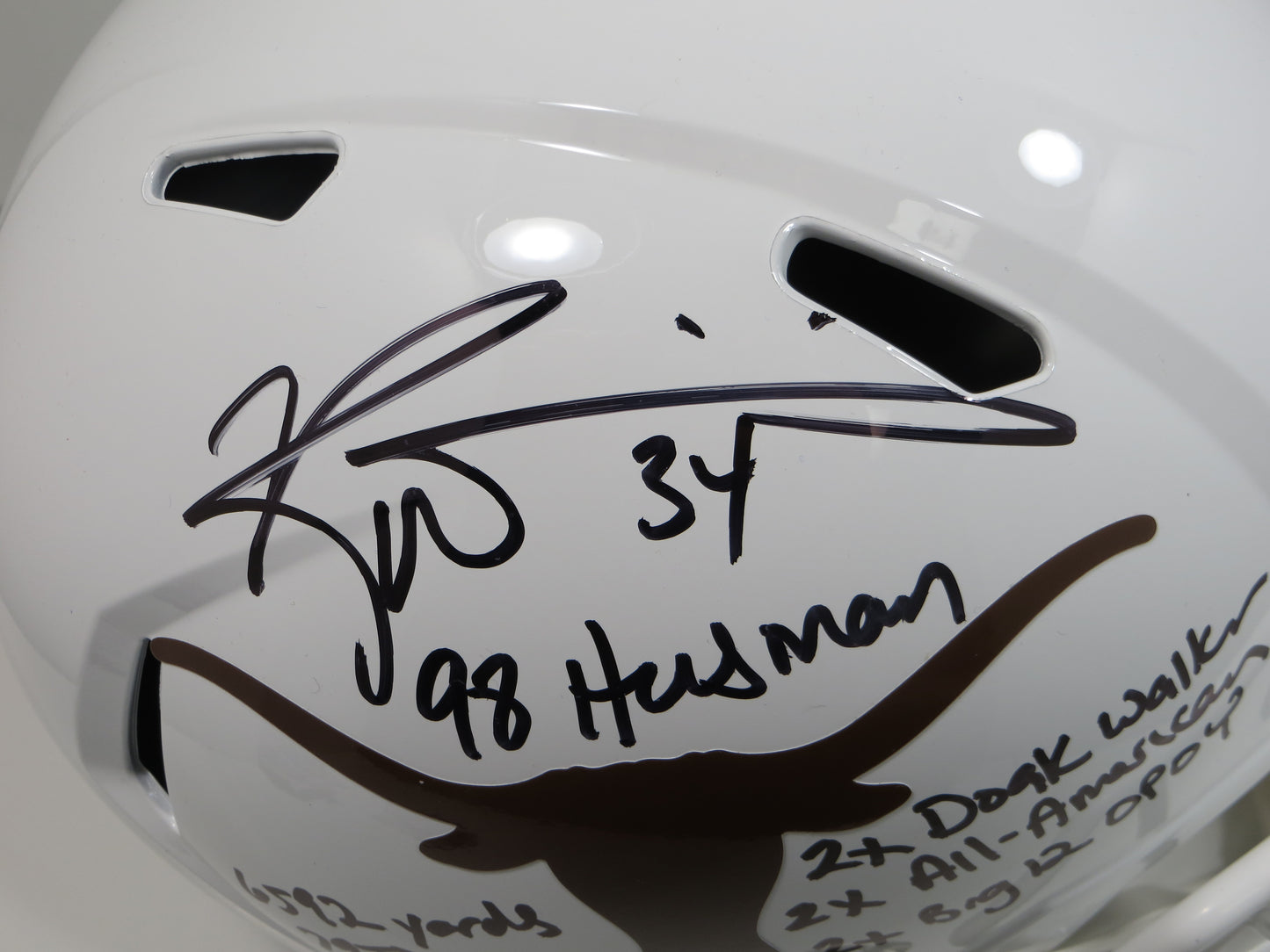 RICKY WILLIAMS TEXAS UT LONGHORNS SIGNED STATS Fullsize HELMET LONGHORNS BAS