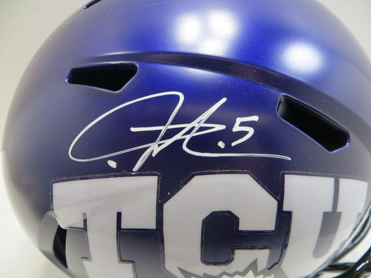 LaDAINIAN TOMLINSON TCU HORNED FROGS SIGNED Purple HELMET Chargers BAS