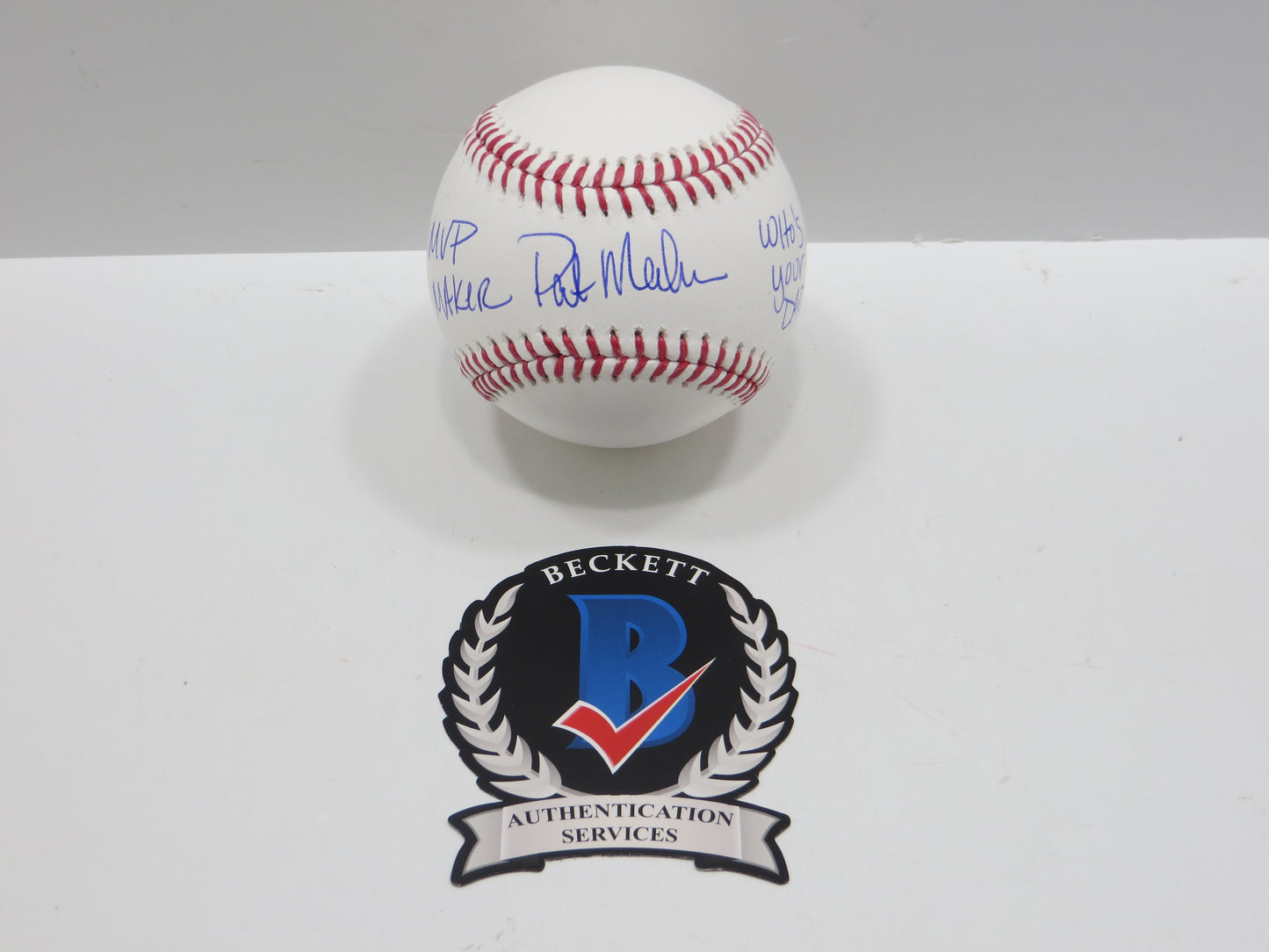 PAT PATRICK MAHOMES SR SIGNED OML BASEBALL Twins Cubs Mets Rangers w/INSC BAS