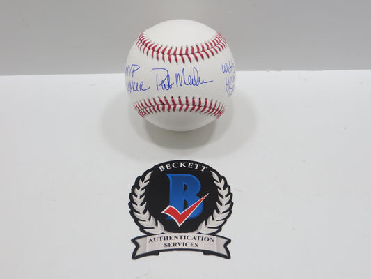 PAT PATRICK MAHOMES SR SIGNED OML BASEBALL Twins Cubs Mets Rangers w/INSC BAS