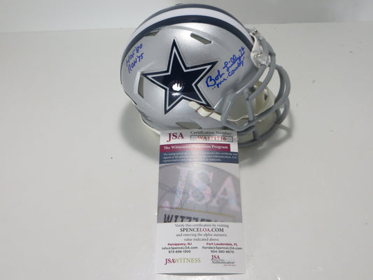 BOB LILLY SIGNED DALLAS COWBOYS RIDDELL MINI HELMET w/3 INSCs JSA COA