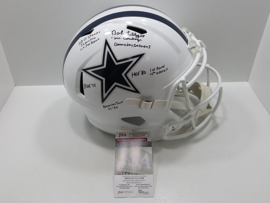 BOB LILLY SIGNED DALLAS COWBOYS RIDDELL FULL SIZE Alt HELMET wFULLSTATS JSA