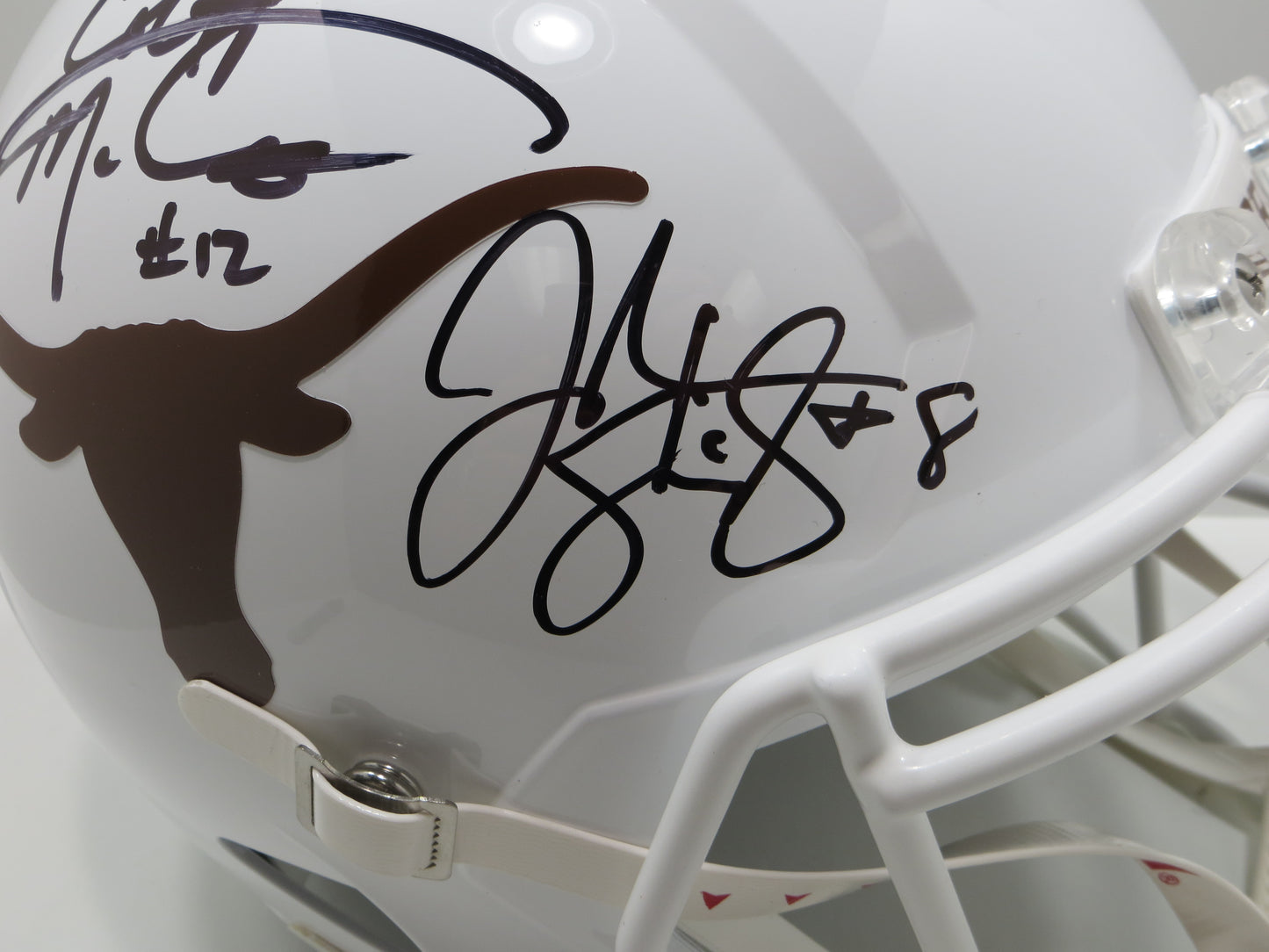 COLT McCOY JORDAN SHIPLEY SIGNED TEXAS LONGHORNS FULL SIZE HELMET BAS