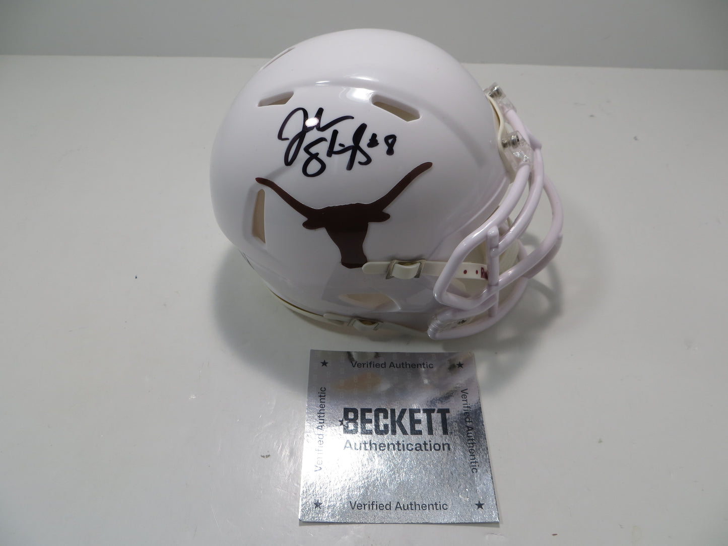 JORDAN SHIPLEY SIGNED TEXAS LONGHORNS Riddell MINI HELMET BAS COA