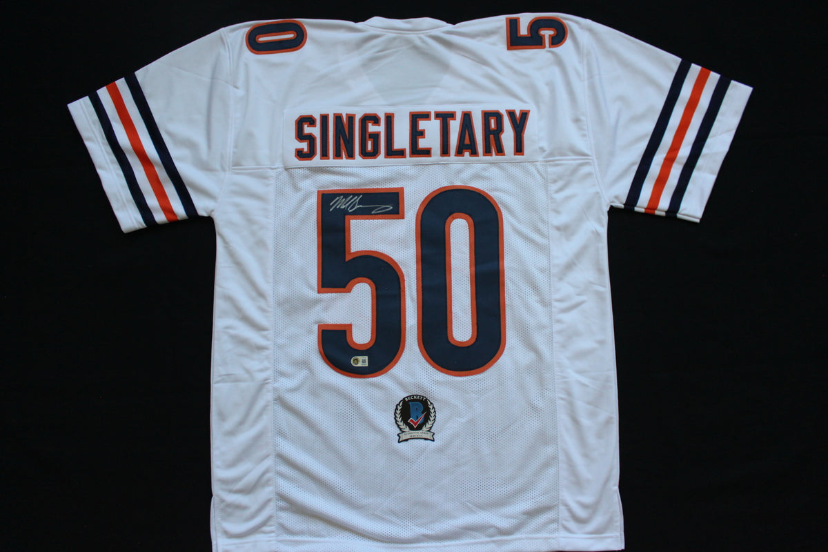 MIKE SINGLETARY CHICAGO BEARS SIGNED WHITE JERSEY Baylor Bears BAS COA