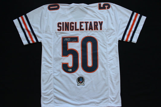 MIKE SINGLETARY CHICAGO BEARS SIGNED WHITE JERSEY Baylor Bears BAS COA