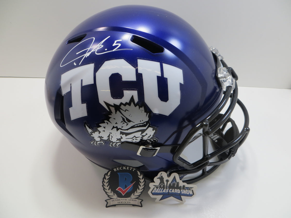 LaDAINIAN TOMLINSON TCU HORNED FROGS SIGNED Purple HELMET Chargers BAS
