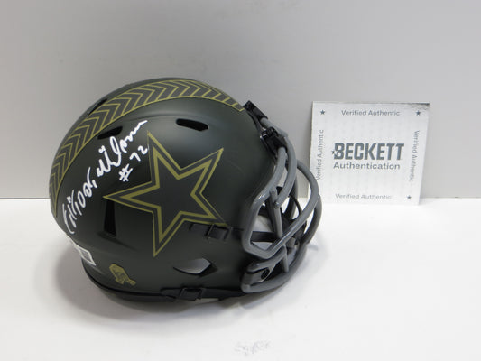 ED TOO TALL JONES SIGNED DALLAS COWBOYS SALUTE TO SERVICE  MINI HELMET BAS