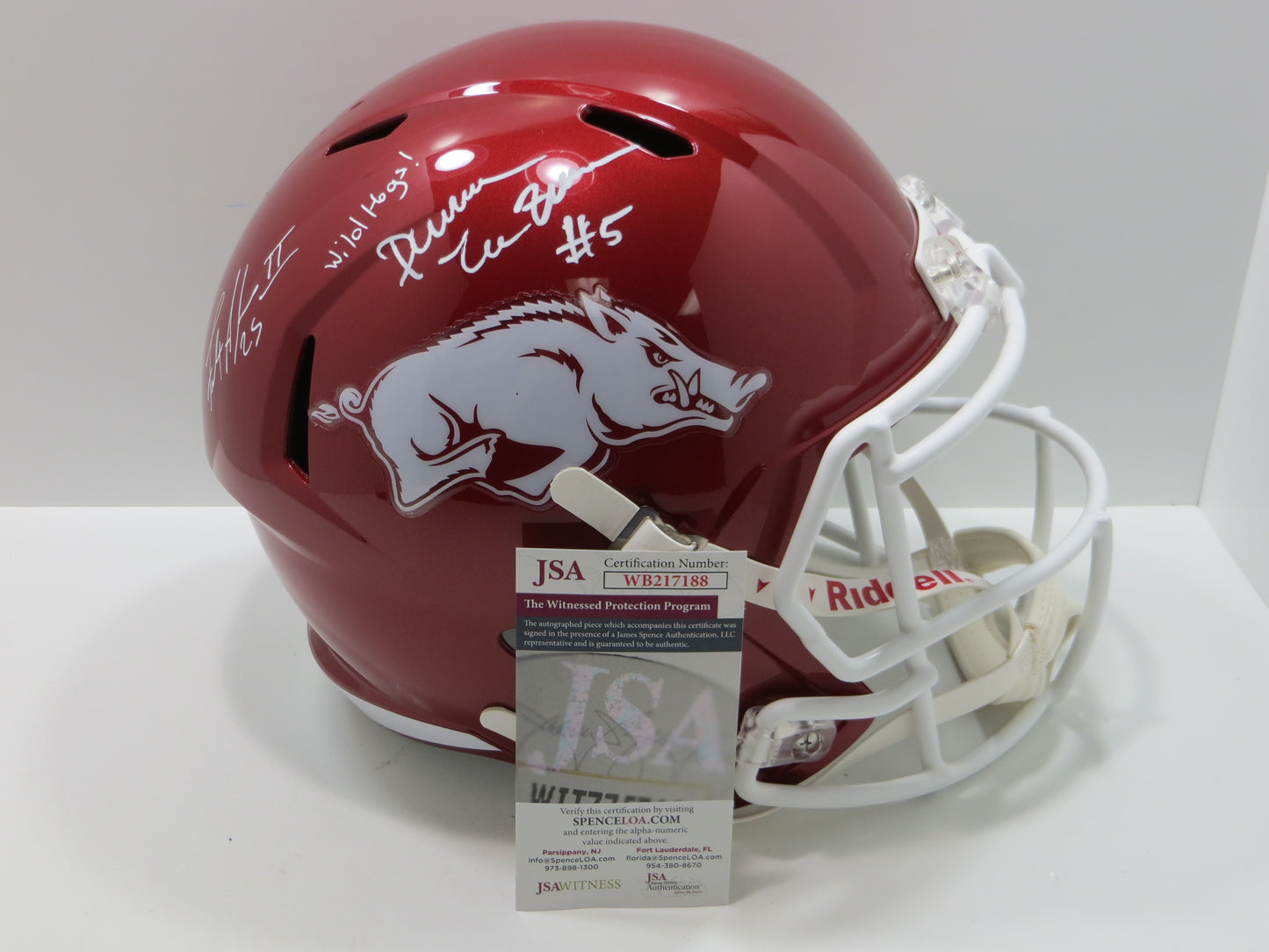 DARREN McFADDEN FELIX JONES SIGNED ARKANSAS RAZORBACKS HELMET w/WildHogs JSA