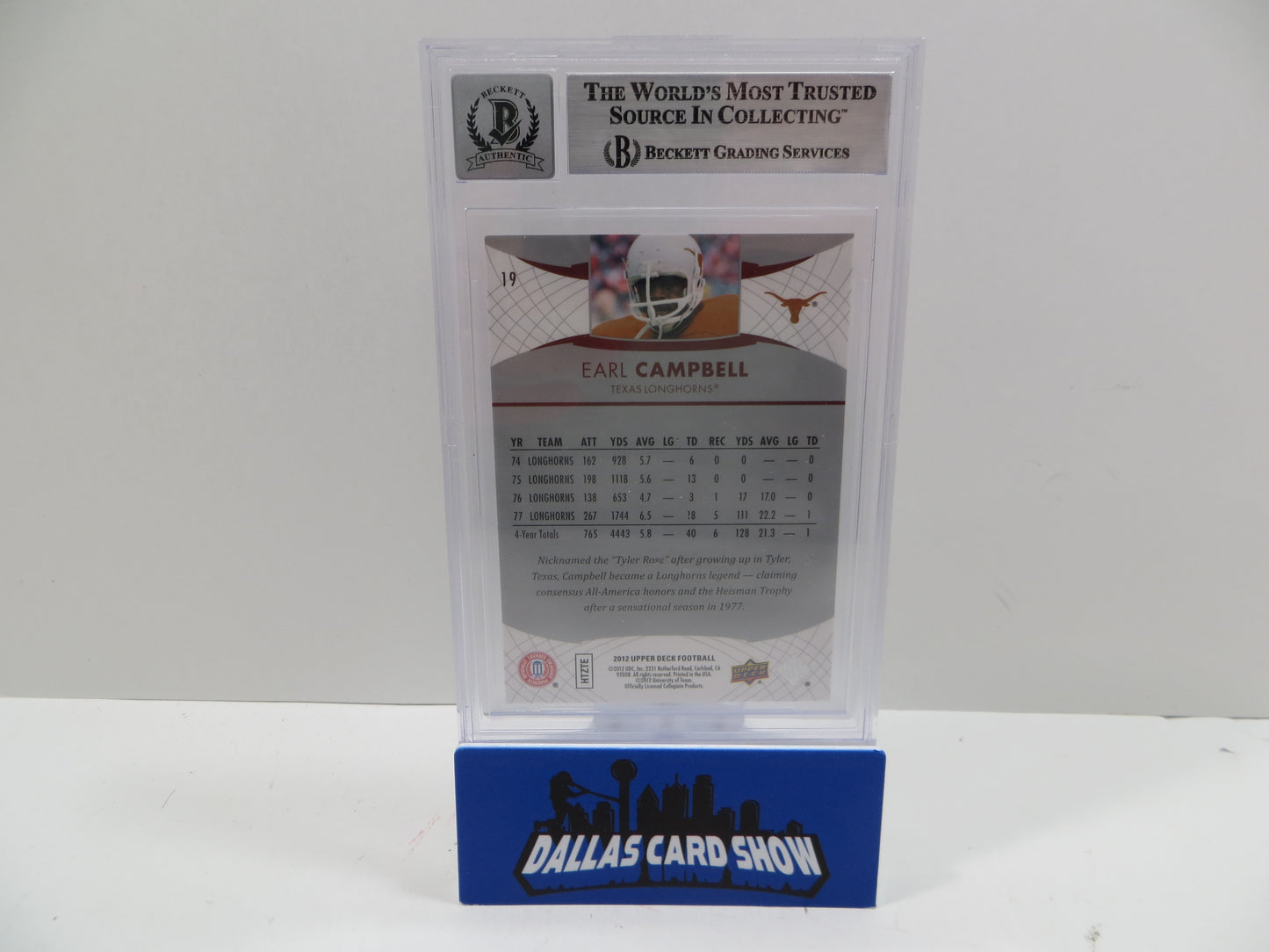 2012 UPPER DECK #19 EARL CAMPBELL BGS 10 AUTO