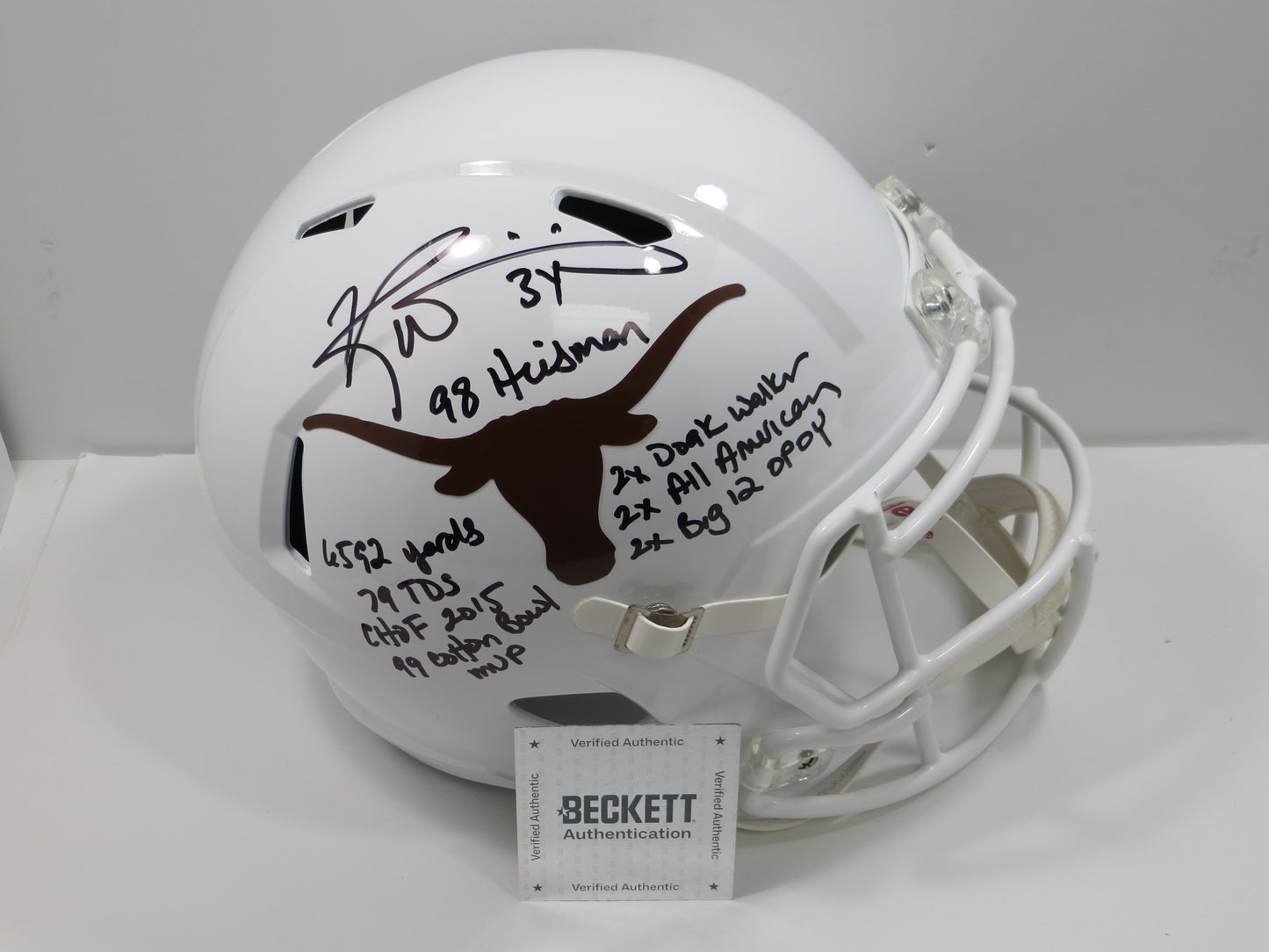RICKY WILLIAMS TEXAS UT LONGHORNS SIGNED STATS Fullsize HELMET LONGHORNS BAS