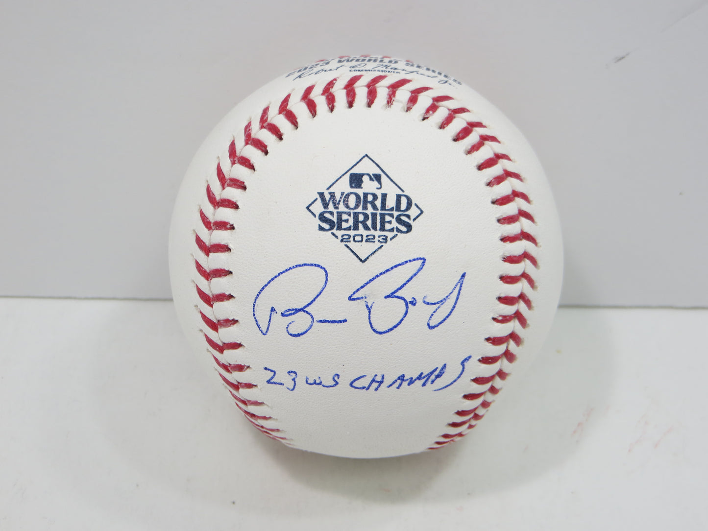 BRUCE BOCHY SIGNED Rawlings 2023 World Series BASEBALL w/INSC Texas Rangers JSA