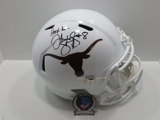 JORDAN SHIPLEY SIGNED TEXAS LONGHORNS Riddell FULL SIZE HELMET w/HookEm BAS